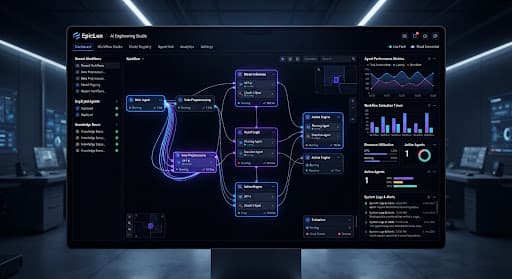 A sleek dark-themed UI dashboard for an AI Agent Platform