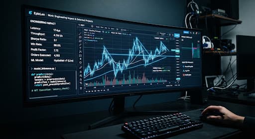 A dark financial trading neural network interface with predictive market charts